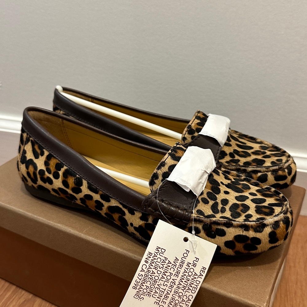 🆕NWT Coach Leopard haircalf Flats, Sz 6, brown/black - Picture 3 of 8